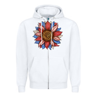 White American Flag Sunflower Zipper Hoodie - LillyAllenDesigns