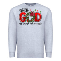 Heather Grey with god all things are possible Premium Sweatshirt - MaliasSmallBusiness
