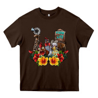 Chocolate Brown farm life chicken Heavy Core Tee - SublimationCraftShop