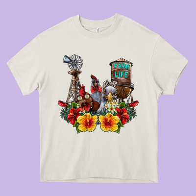 Farm Life Chicken Heavy Core Tee Designed By Sublimationcraftshop