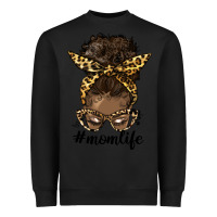 Black afro messy bun mom life Heavyweight Sweatshirt - HRA Design Shop