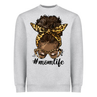 Heather Grey afro messy bun mom life Heavyweight Sweatshirt - HRA Design Shop