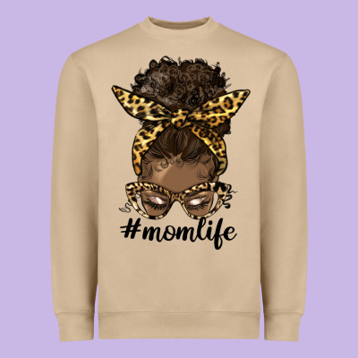 Afro Messy Bun Mom Life Heavyweight Sweatshirt Designed By Hra Design Shop