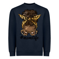 Navy afro messy bun mom life Heavyweight Sweatshirt - HRA Design Shop