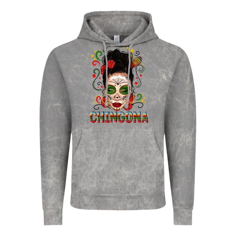 Mexicana Skull Girl Messy Bun Vintage Hoodie by texasbilliewilder | Teevron