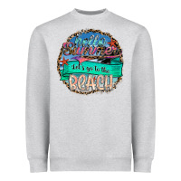 Heather Grey Hello Summer Let's Go To The Beach Heavyweight Sweatshirt - SublimationCraftShop