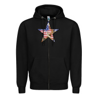 Black American Flag Star Zipper Hoodie - LillyAllenDesigns