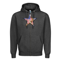 Charcoal Heather American Flag Star Zipper Hoodie - LillyAllenDesigns