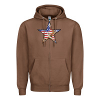 Chestnut American Flag Star Zipper Hoodie - LillyAllenDesigns