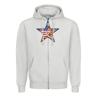 Dove Grey American Flag Star Zipper Hoodie - LillyAllenDesigns