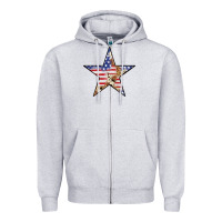 Heather Grey American Flag Star Zipper Hoodie - LillyAllenDesigns