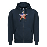Navy American Flag Star Zipper Hoodie - LillyAllenDesigns
