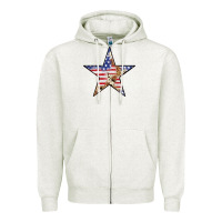Oatmeal Heather American Flag Star Zipper Hoodie - LillyAllenDesigns