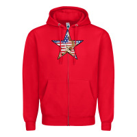 Red American Flag Star Zipper Hoodie - LillyAllenDesigns