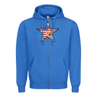 True Royal American Flag Star Zipper Hoodie - LillyAllenDesigns
