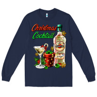 Navy christmas cocktail martini and gift Long Sleeve Tee - AdoDesignShop