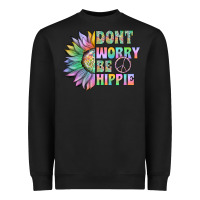 Black Don't Worry Be Hippie Heavyweight Sweatshirt - CowhideDigitalArt