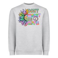 Heather Grey Don't Worry Be Hippie Heavyweight Sweatshirt - CowhideDigitalArt