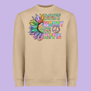 Don't Worry Be Hippie Heavyweight Sweatshirt Designed By Cowhidedigitalart
