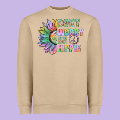 Don't Worry Be Hippie Heavyweight Sweatshirt Designed By Cowhidedigitalart