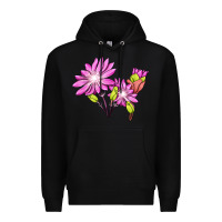 Black Bitterroot Flower Illustrations Premium Hoodie - LillyAllenDesigns