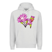 Dove Grey Bitterroot Flower Illustrations Premium Hoodie - LillyAllenDesigns