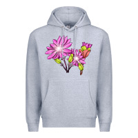 Heather Grey Bitterroot Flower Illustrations Premium Hoodie - LillyAllenDesigns