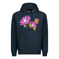 Navy Bitterroot Flower Illustrations Premium Hoodie - LillyAllenDesigns