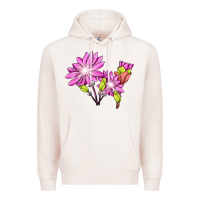 Pale Pink Bitterroot Flower Illustrations Premium Hoodie - LillyAllenDesigns