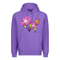 Purple Bitterroot Flower Illustrations Premium Hoodie - LillyAllenDesigns