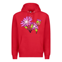Red Bitterroot Flower Illustrations Premium Hoodie - LillyAllenDesigns