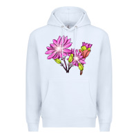 White Bitterroot Flower Illustrations Premium Hoodie - LillyAllenDesigns