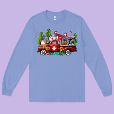 Ma Medical Assistant Nurse Truck With Cactus And Sunflowers Long Sleeve Tee Designed By Adodesignshop