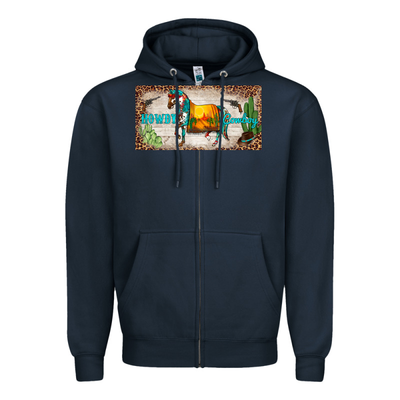 Western Howdy Cowboy Horse Sunset Weapon Cactus Leopard  License Plate Zipper Hoodie by BarkalooDesign | Teevron