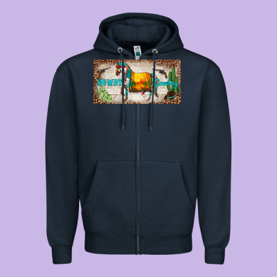 Western Howdy Cowboy Horse Sunset Weapon Cactus Leopard  License Plate Zipper Hoodie Designed By Barkaloodesign