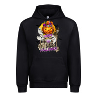 Black Happy Halloween with Skeleton Urban Hoodie - texasbilliewilder