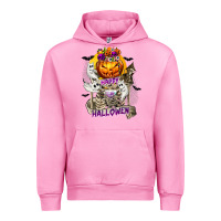 Fuchsia Pink Happy Halloween with Skeleton Urban Hoodie - texasbilliewilder