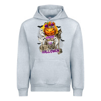 Heather Grey Happy Halloween with Skeleton Urban Hoodie - texasbilliewilder