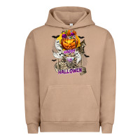Pigment Burro Happy Halloween with Skeleton Urban Hoodie - texasbilliewilder