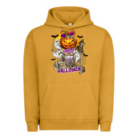 Pigment Peanut Butter Happy Halloween with Skeleton Urban Hoodie - texasbilliewilder