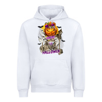 White Happy Halloween with Skeleton Urban Hoodie - texasbilliewilder