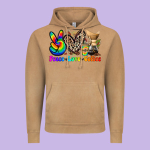 Peace Love  Coffee Vintage Hoodie Designed By Zillion Design Studio