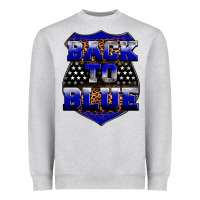 Heather Grey Back the blue Heavyweight Sweatshirt - Neo Western