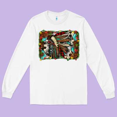Christmas Indian Headdress Long Sleeve Tee Designed By Jahusdesignshop