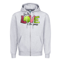 Heather Grey for the love of the game tennis Zipper Hoodie - Jasminsmagicworld