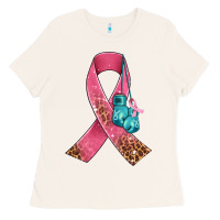 Bone cancer ribbon and boxing gloves Ladies Tee - AdoDesignShop
