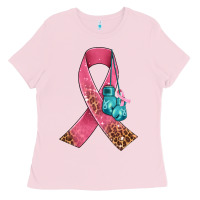Cancer Ribbon And Boxing Gloves Ladies Tee | Teevron