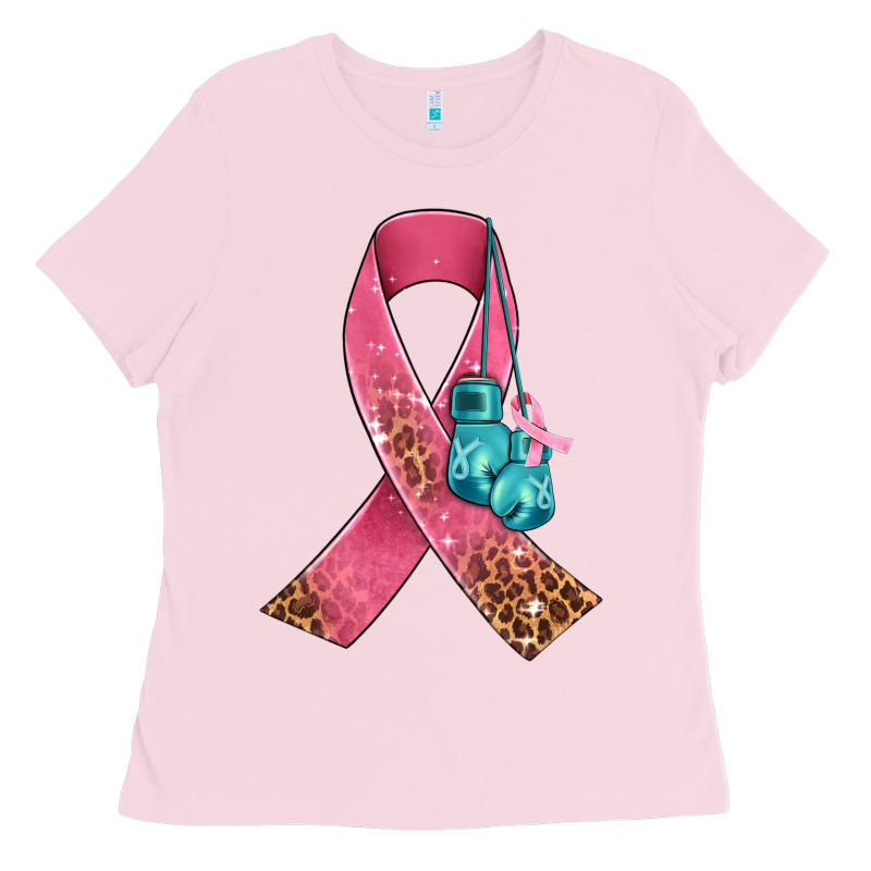 Cancer Ribbon And Boxing Gloves Ladies Tee by AdoDesignShop | Teevron
