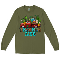 Army Green teacher life western truck and books Long Sleeve Tee - AdoDesignShop