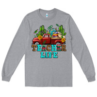 Heather Grey teacher life western truck and books Long Sleeve Tee - AdoDesignShop